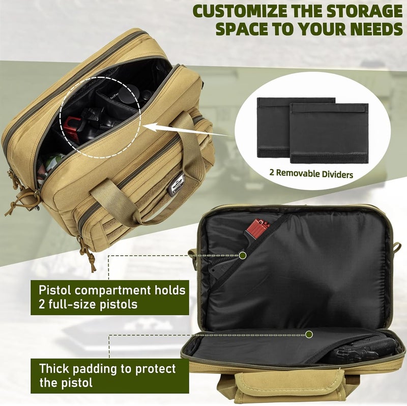 WELIDAY Gun Range Bag, Tactical 2 Pistol Bag for Handguns and Ammo, Firearm Shooting Case with Multi-Pockets, Duffle Bag for Shooting & Outdoor Hunting - Image 4